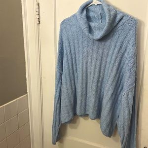 American Eagle Light Blue Boucle Turtleneck Sweater - Sz XL 🐢